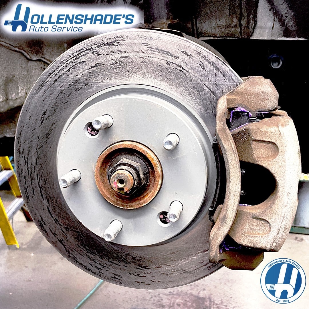 Brake pad and rotor bed-in process shown at Hollenshades Auto Service in Baltimore MD
